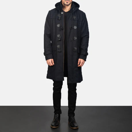 Drake Grey Wool Hooded Duffle Coat