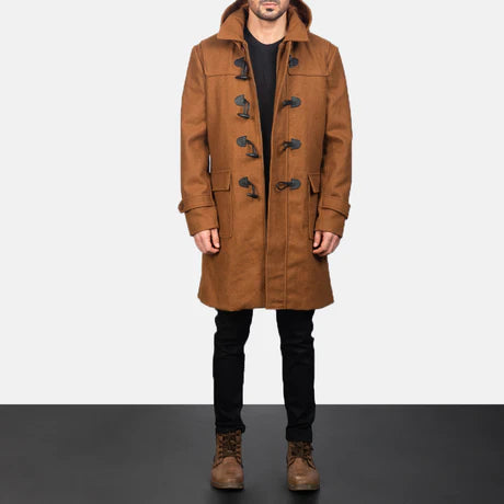 Drake Grey Wool Hooded Duffle Coat
