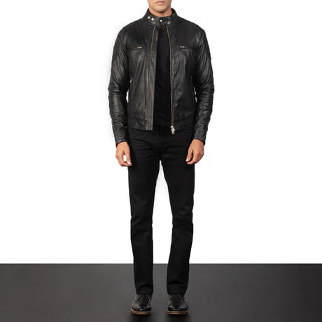 Gatsby Blue Leather Biker Jacket