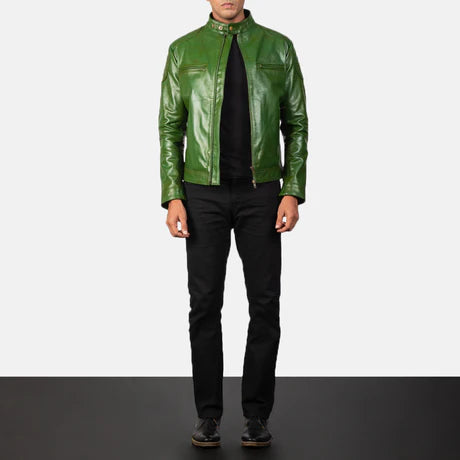 Gatsby Blue Leather Biker Jacket