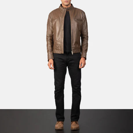 Gatsby Blue Leather Biker Jacket