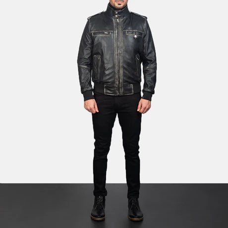 Glen Street Brown Leather Bomber Jacket
