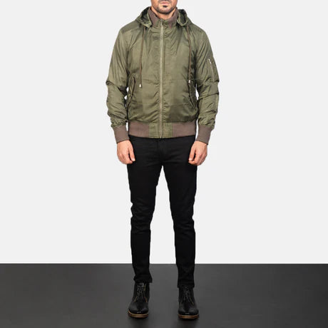 Hanklin Ma-1 Blue Hooded Bomber Jacket