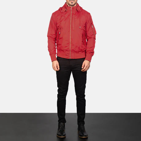 Hanklin Ma-1 Blue Hooded Bomber Jacket