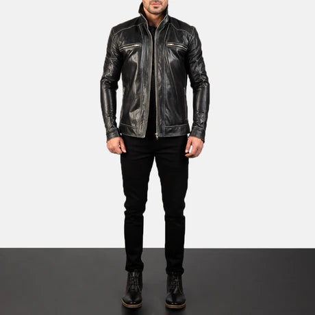 Hudson Brown Leather Biker Jacket
