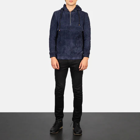 Kenton Hooded Brown Leather Pullover Jacket