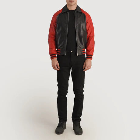 Walton Black Leather Varsity Jacket