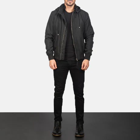 Hanklin Ma-1 Blue Hooded Bomber Jacket