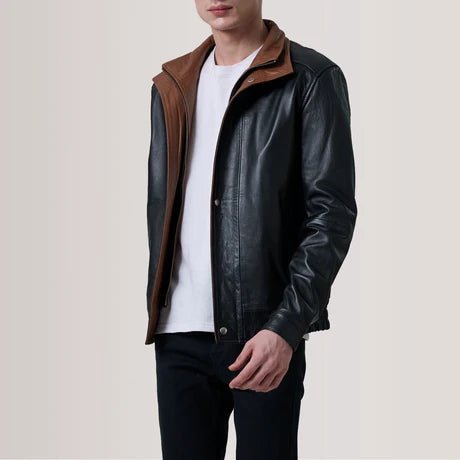 Alfred Brown Leather Bomber Jacket