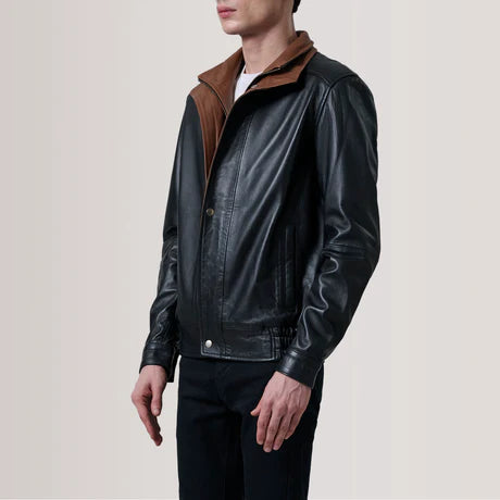 Alfred Brown Leather Bomber Jacket