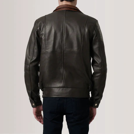 Alfred Brown Leather Bomber Jacket