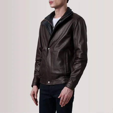 Alfred Brown Leather Bomber Jacket