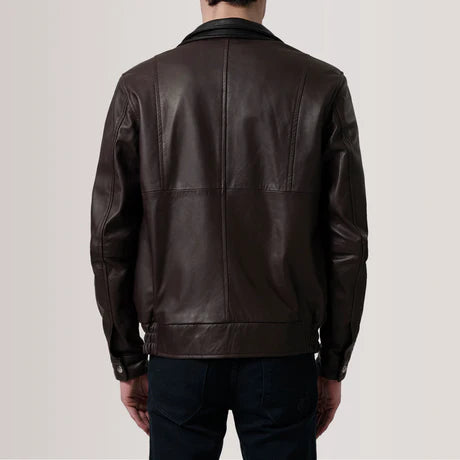 Alfred Brown Leather Bomber Jacket