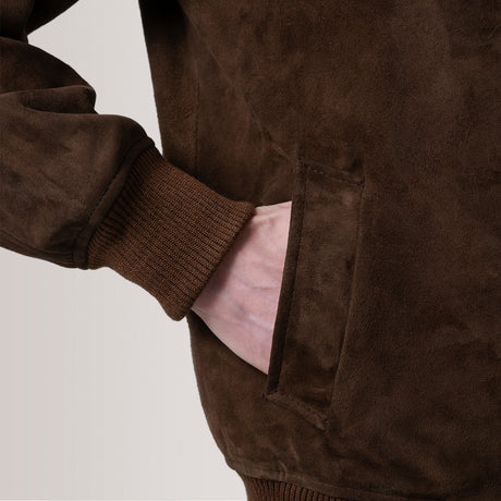 Lester Tan Leather Bomber Jacket