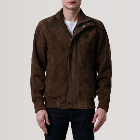 Lester Tan Leather Bomber Jacket
