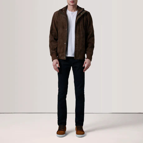 Lester Tan Leather Bomber Jacket