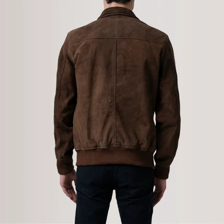 Lester Tan Leather Bomber Jacket