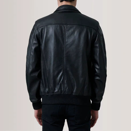 Lester Tan Leather Bomber Jacket