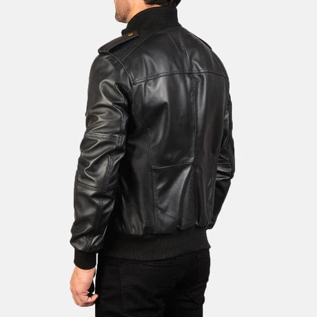 Agent Shadow Brown Leather Bomber Jacket