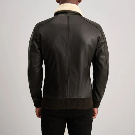 Airin G-1 Black & White Leather Bomber Jacket