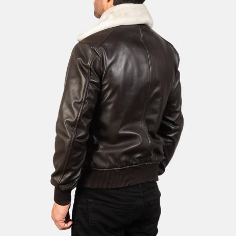 Airin G-1 Black & White Leather Bomber Jacket
