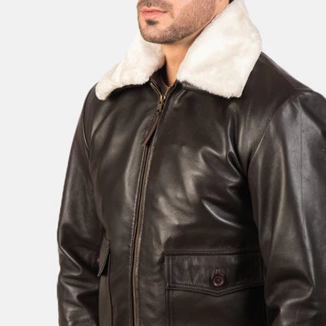 Airin G-1 Black & White Leather Bomber Jacket