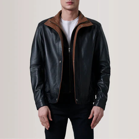 Alfred Brown Leather Bomber Jacket