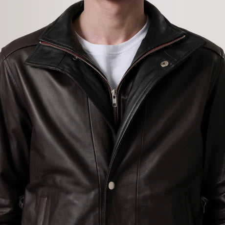 Alfred Brown Leather Bomber Jacket
