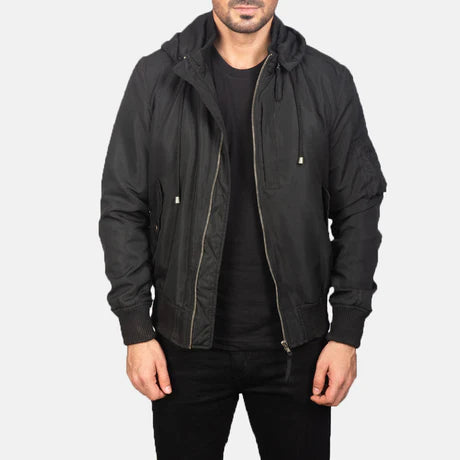 Hanklin Ma-1 Blue Hooded Bomber Jacket