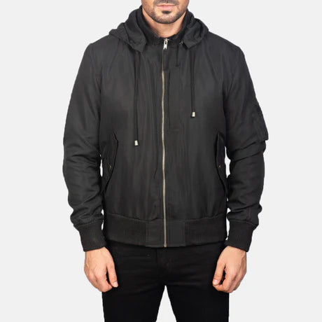 Hanklin Ma-1 Blue Hooded Bomber Jacket