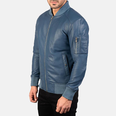 Bomia Ma-1 Black Leather Bomber Jacket