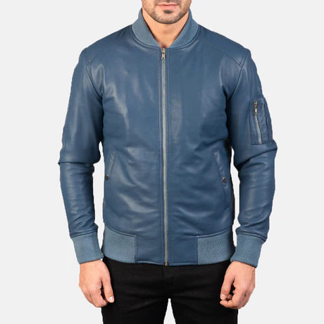 Bomia Ma-1 Black Leather Bomber Jacket