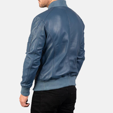 Bomia Ma-1 Black Leather Bomber Jacket
