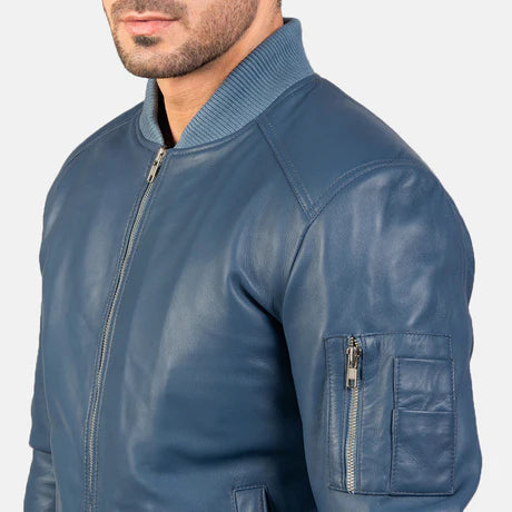 Bomia Ma-1 Black Leather Bomber Jacket