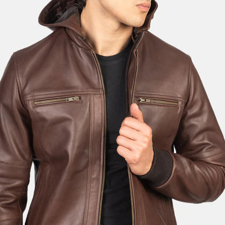 Bouncer Biz Black Leather Bomber Jacket
