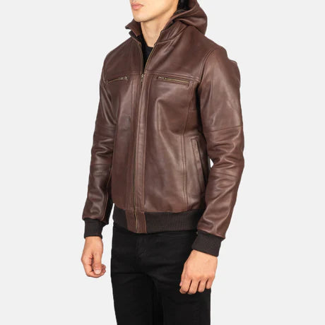 Bouncer Biz Black Leather Bomber Jacket