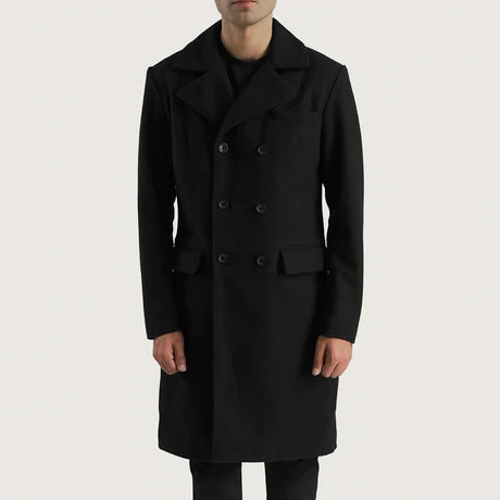 Claud Grey Wool Double Breasted Coat