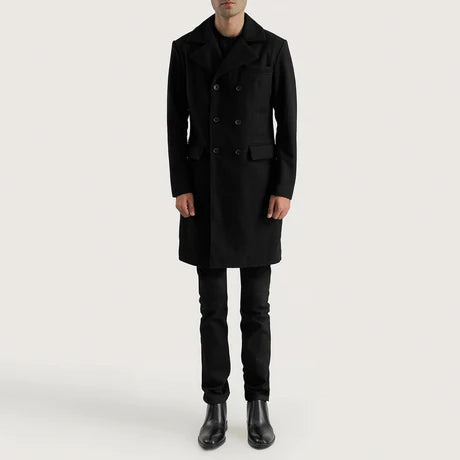 Claud Grey Wool Double Breasted Coat