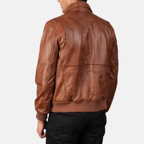 Coffmen Black A2 Leather Bomber Jacket
