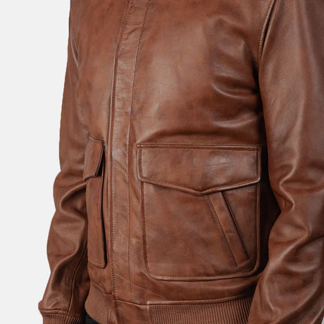 Coffmen Black A2 Leather Bomber Jacket