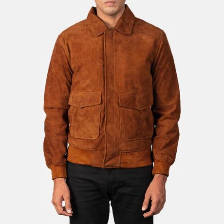 Coffmen Black A2 Leather Bomber Jacket