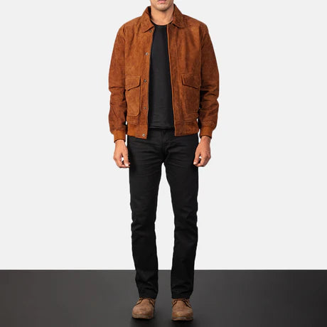 Coffmen Black A2 Leather Bomber Jacket