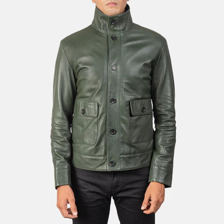 Columbus Brown Leather Bomber Jacket