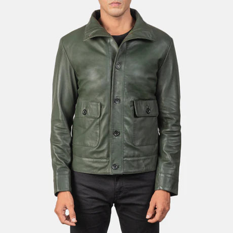 Columbus Brown Leather Bomber Jacket