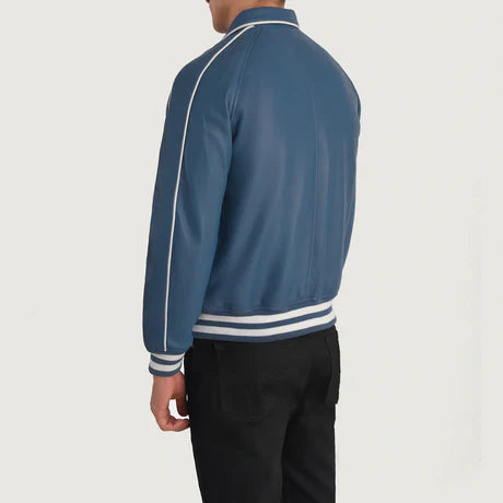 Cooper Black Leather Varsity Jacket