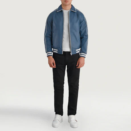 Cooper Black Leather Varsity Jacket