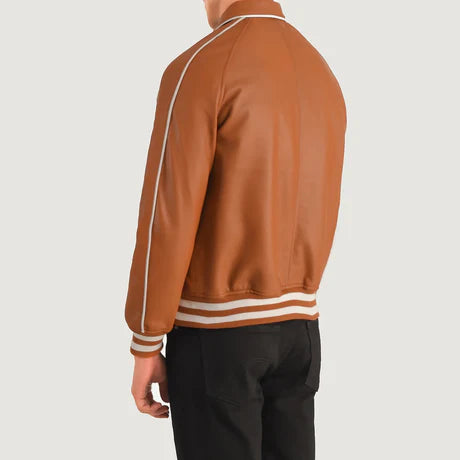 Cooper Black Leather Varsity Jacket