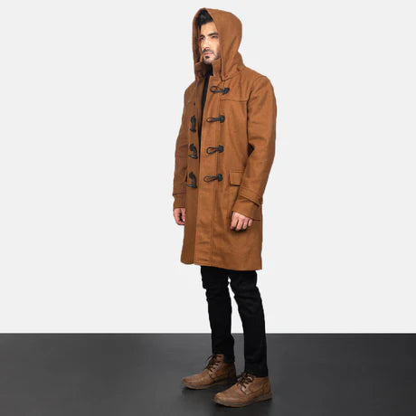 Drake Grey Wool Hooded Duffle Coat