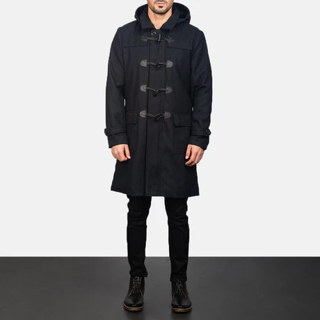Drake Grey Wool Hooded Duffle Coat