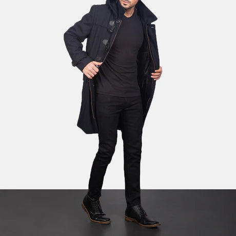 Drake Grey Wool Hooded Duffle Coat